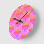 Hartpatroon Valentijn Roze Gouden Glitterige Cute Ronde Klok (Hoek)