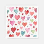 Hartpatroon Waterverf Hedendaags Rood Roze Servet (Voorkant)