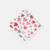 Hartpatroon Waterverf Hedendaags Rood Roze Servet (Hoek)