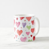 Hartpatroon Waterverf Modern Rood Roze Blauw Koffiemok (Voorkant rechts)