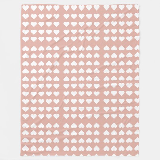 Hartpatroon wit en roze groot, schattig warm fleece deken (Voorkant)