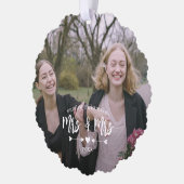 Hartpijlen Eerste Kerstmis Mevrouw Foto Ornament Kaart (Links)