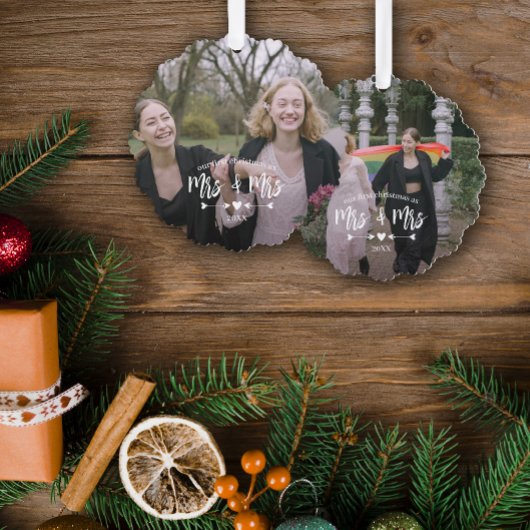 Hartpijlen Eerste Kerstmis Mevrouw Foto Ornament Kaart