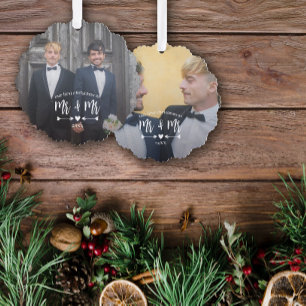 Hartpijlen Eerste Kerstmis Mr & Mr Foto Ornament Kaart
