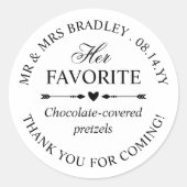 Hartpijlen Haar Favoriete Trouwcandy Favor Ronde Sticker (Voorkant)