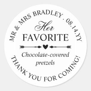 Hartpijlen Haar Favoriete Trouwcandy Favor Ronde Sticker