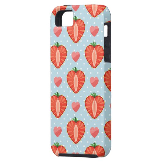 Hartrambes met pooldots en harten Case-Mate iPhone case (Achterkant Links)