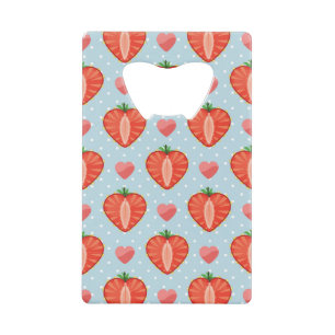 Hartrambes met pooldots en harten creditkaart flessenopener