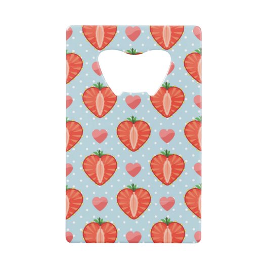 Hartrambes met pooldots en harten creditkaart flessenopener (Voorkant)