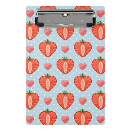 Hartrambes met pooldots en harten mini klembord (Voorkant)