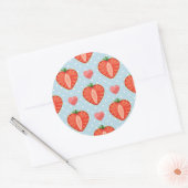 Hartrambes met pooldots en harten ronde sticker (Envelop)