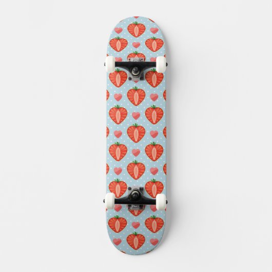 Hartrambes met pooldots en harten skateboard (Voorkant)