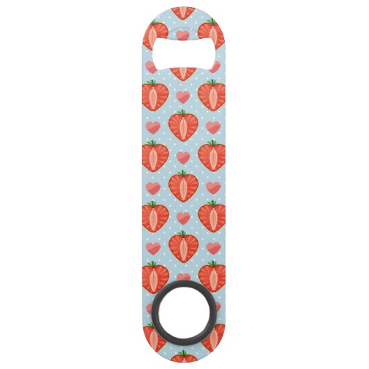 Hartrambes met pooldots en harten speed flessenopener (Voorkant)