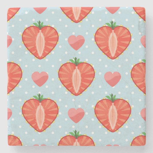 Hartrambes met pooldots en harten stenen onderzetter (Voorkant)