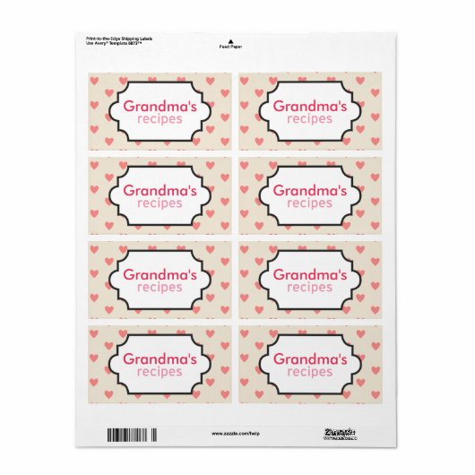 Hartrecepten Collectie Etiket (Full Sheet)