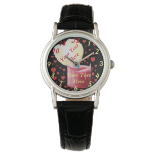 hartritmevormig vlamrode kaars met kleine harten horloge