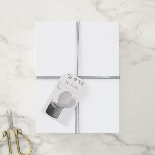 hartritmevormige vlamrode kaars monochrome liefde cadeaulabel (Met Touw)