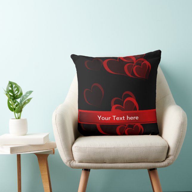 hartrood in zwarte tekst sjabloon kussen (Stoel)