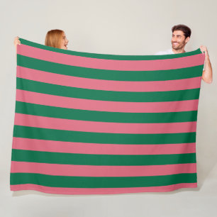 Hartroze Groene Streep Fleece Deken