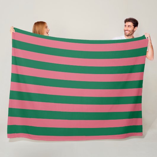 Hartroze Groene Streep Fleece Deken (In situ)