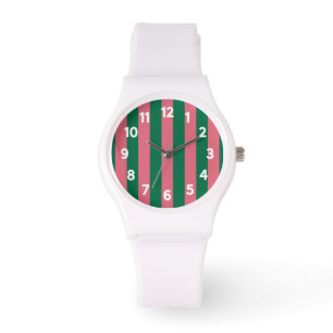 Hartroze Groene Streep Horloge