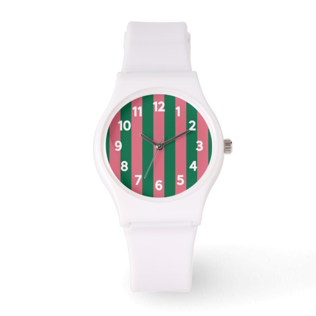 Hartroze Groene Streep Horloge (Voorkant)