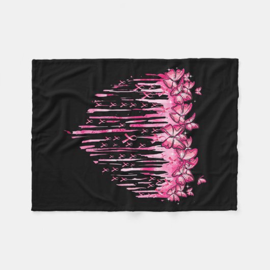 Hartroze lint Butterflies Breast Cancer Awaren Fleece Deken (Voorkant (Horizontaal))