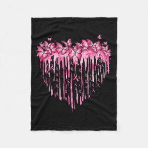 Hartroze lint Butterflies Breast Cancer Awaren Fleece Deken