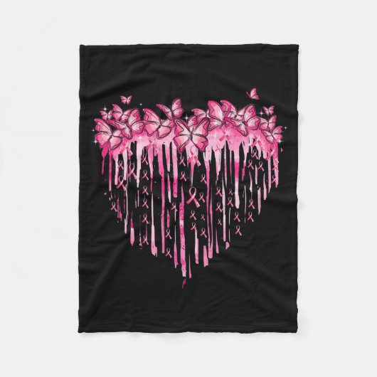 Hartroze lint Butterflies Breast Cancer Awaren Fleece Deken (Voorkant)