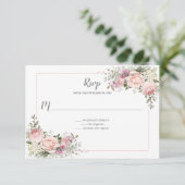 Hartrozen Roze Frame Bloemig | RSVP Kaartje (Staand voorkant)