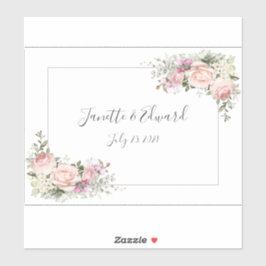 Hartrozen Roze Rozen en Groene Tinten | Sticker