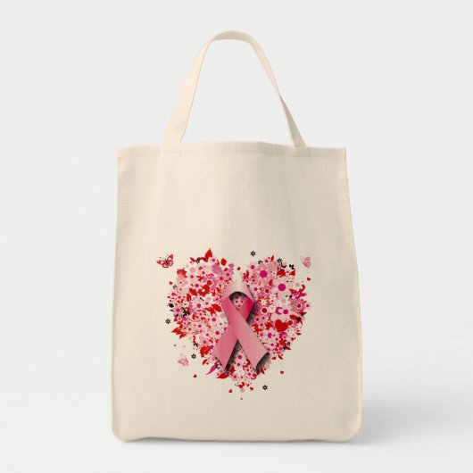 HARTS, BUTTERFLIES EN PINKRIBBON TOTE BAG (Voorkant)