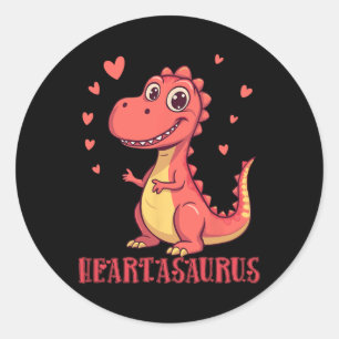 Hartsaurus Cute Dinosaur Valentijnsontwerp  Ronde Sticker