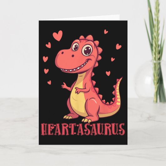 Hartsaurus Mooie Dinosaurus Valentijnsontwerp Kaart (Voorkant)