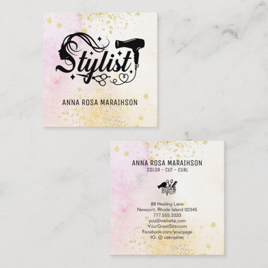 *~* Hartschaar Hartverwarmingsdroger AP6 Vierkante Visitekaartje (Voorkant / Achterkant)