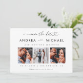 Hartschrift & 3 Fotocollage Romantische bruiloft Save The Date (Staand voorkant)