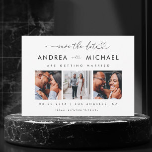 Hartschrift & 3 Fotocollage Romantische bruiloft Save The Date