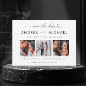 Hartschrift & 3 Fotocollage Romantische bruiloft Save The Date