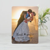 Hartschrift Confetti Terug Foto bruiloft Dank u Bedankkaart (Staand voorkant)