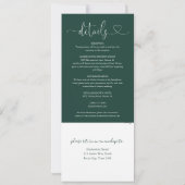 Hartschrift Emerald Green Alles in één bruiloft Kaart (Achterkant)