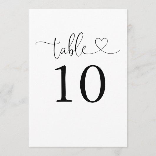 Hartschrift zwart-wit tafelnummer (Voorkant)