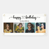 Hartscript 4 Foto Happy Birthday-banner Spandoek (Horizontaal)