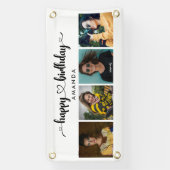 Hartscript 4 Foto Happy Birthday-banner Spandoek (Verticaal)
