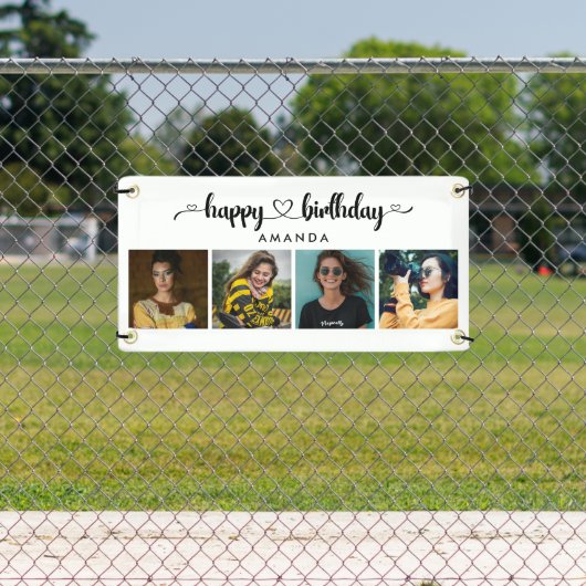 Hartscript 4 Foto Happy Birthday-banner Spandoek (Insitu)