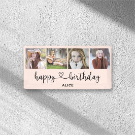 Hartscript 4 Foto Happy Birthday-banner Spandoek