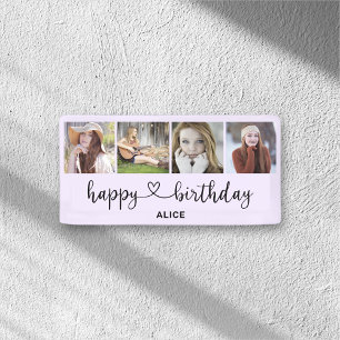 Hartscript 4 Foto Happy Birthday-banner Spandoek