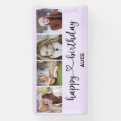 Hartscript 4 Foto Happy Birthday-banner Spandoek (Verticaal)