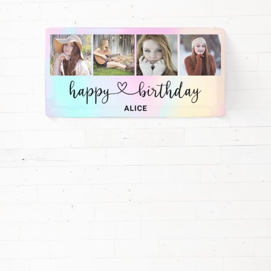 Hartscript 4 Fotoholografische verjaardagstanner Spandoek (Insitu)