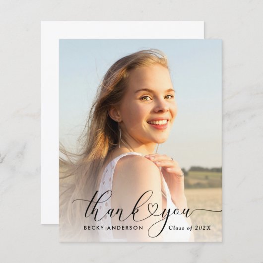 Hartscript Dank u Script afstuderen kaart (Voorkant / Achterkant)