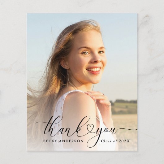 Hartscript Dank u Script afstuderen kaart (Voorkant)